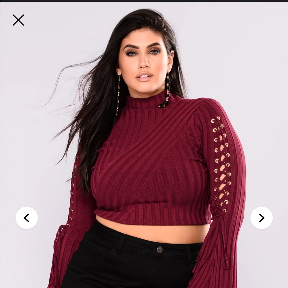 Fashion Nova Burgundy Sweater Crop Top - Picture 5 of 6